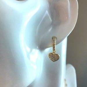 Crystal Hoop Earring with Heart Charm